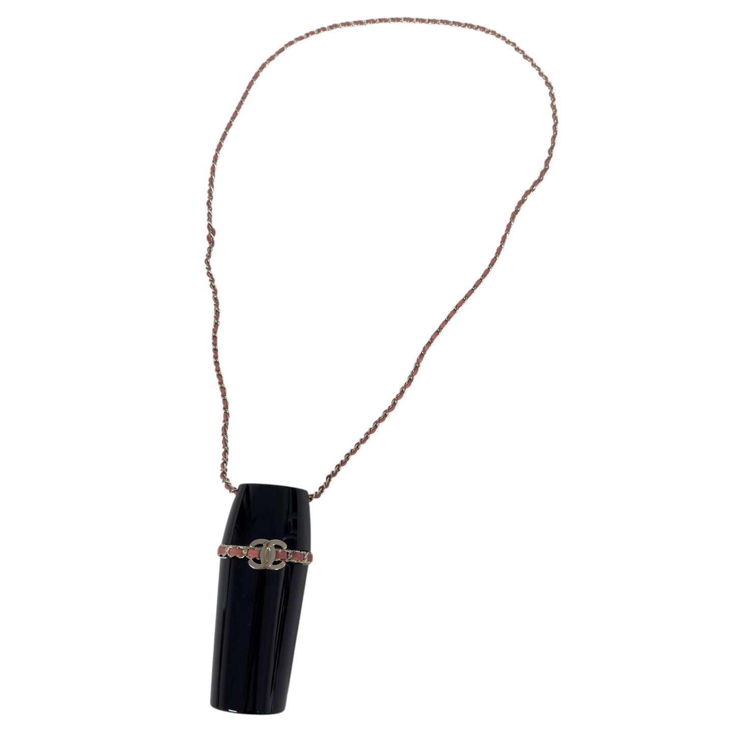 CHANEL *罕有秀款* CC 皮穿鏈 唇膏盒 頸鏈