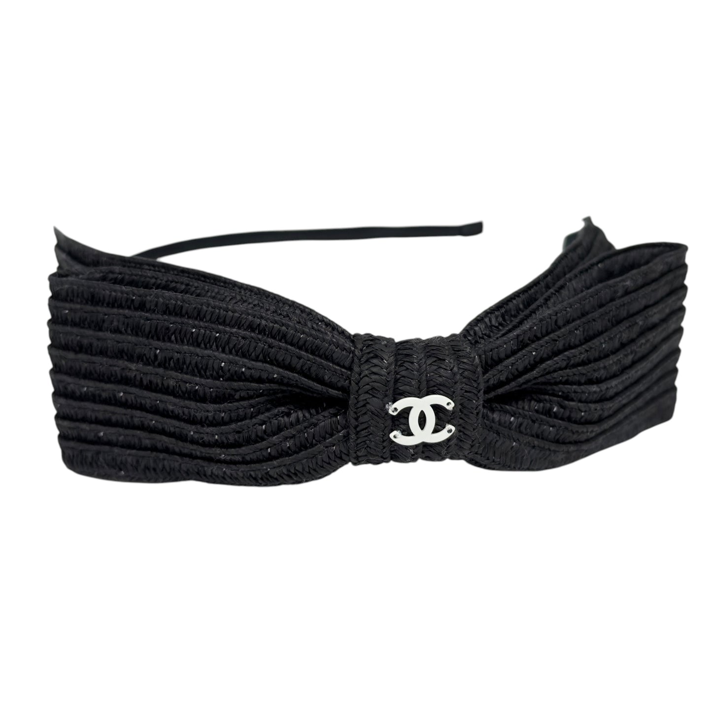 CHANEL CC 草編 蝴蝶結 髮篐