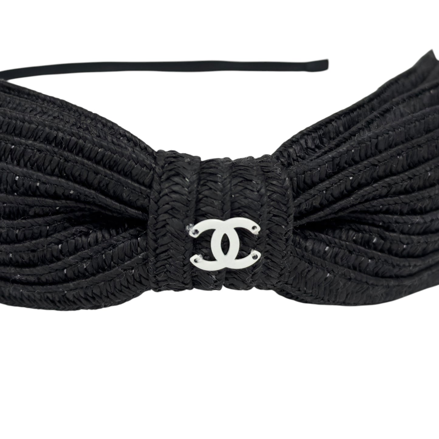 CHANEL CC 草編 蝴蝶結 髮篐
