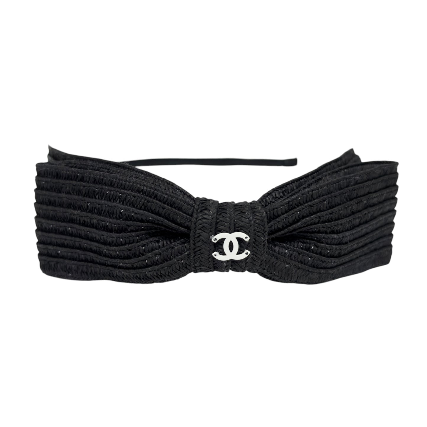 CHANEL CC 草編 蝴蝶結 髮篐