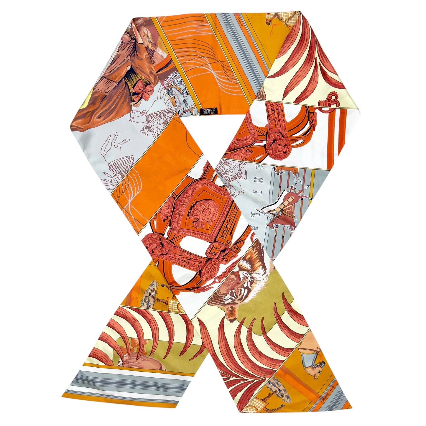 HERMES Carre en Carres Maxi Twilly 長絲巾