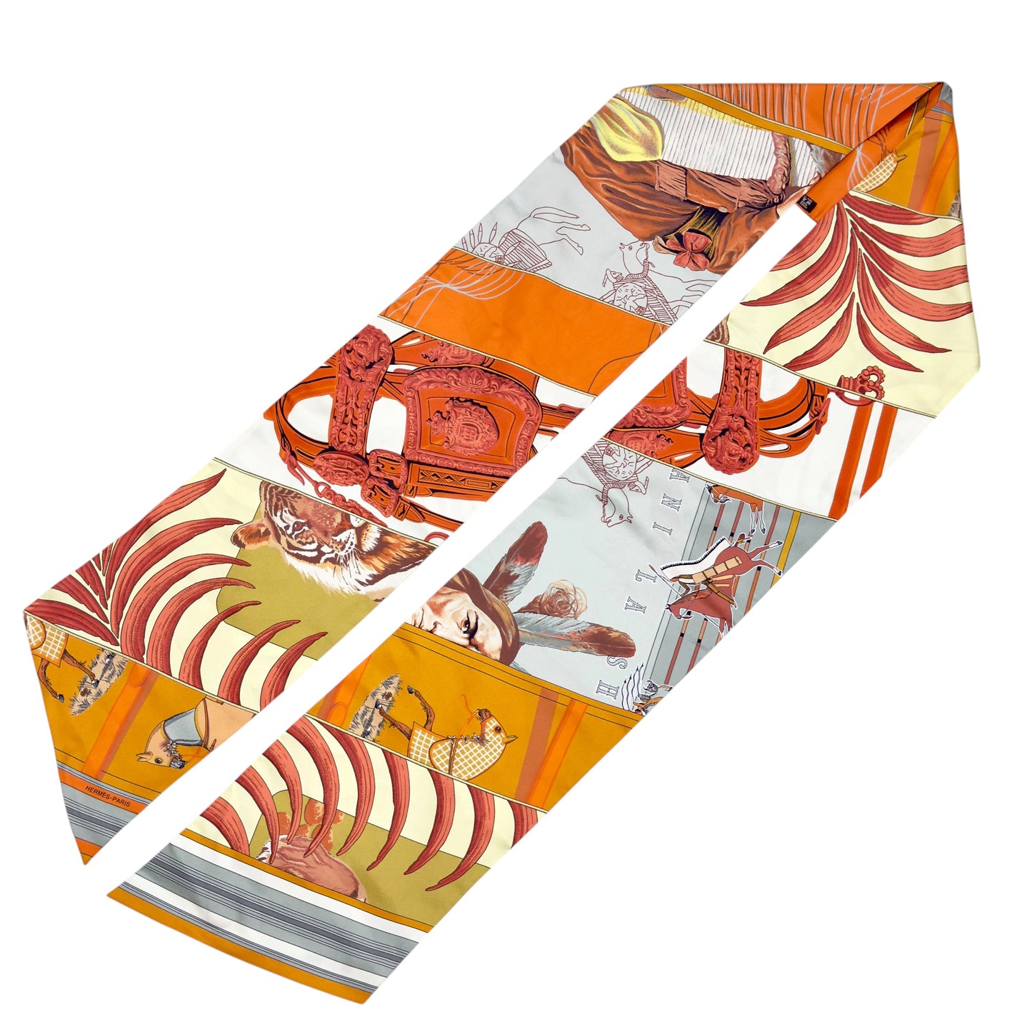 HERMES Carre en Carres Maxi Twilly 長絲巾