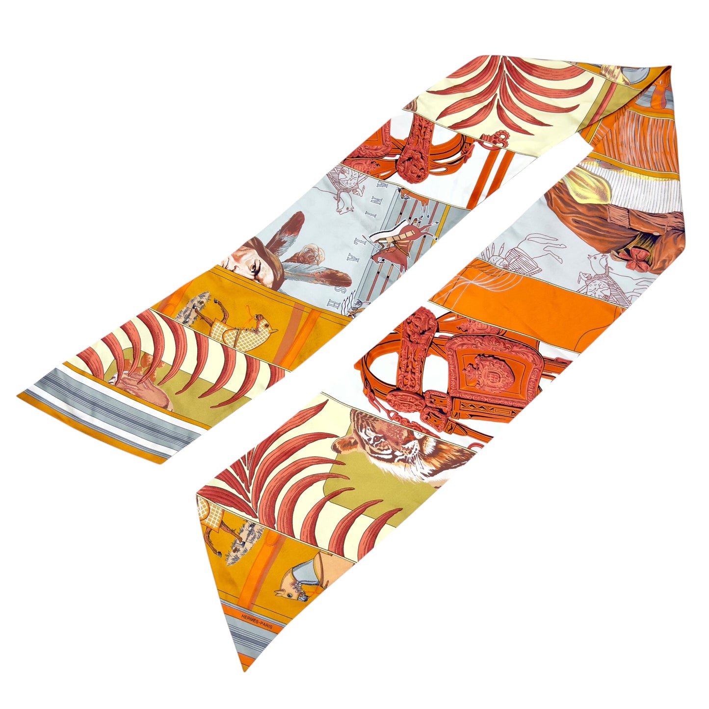 HERMES Carre en Carres Maxi Twilly 長絲巾