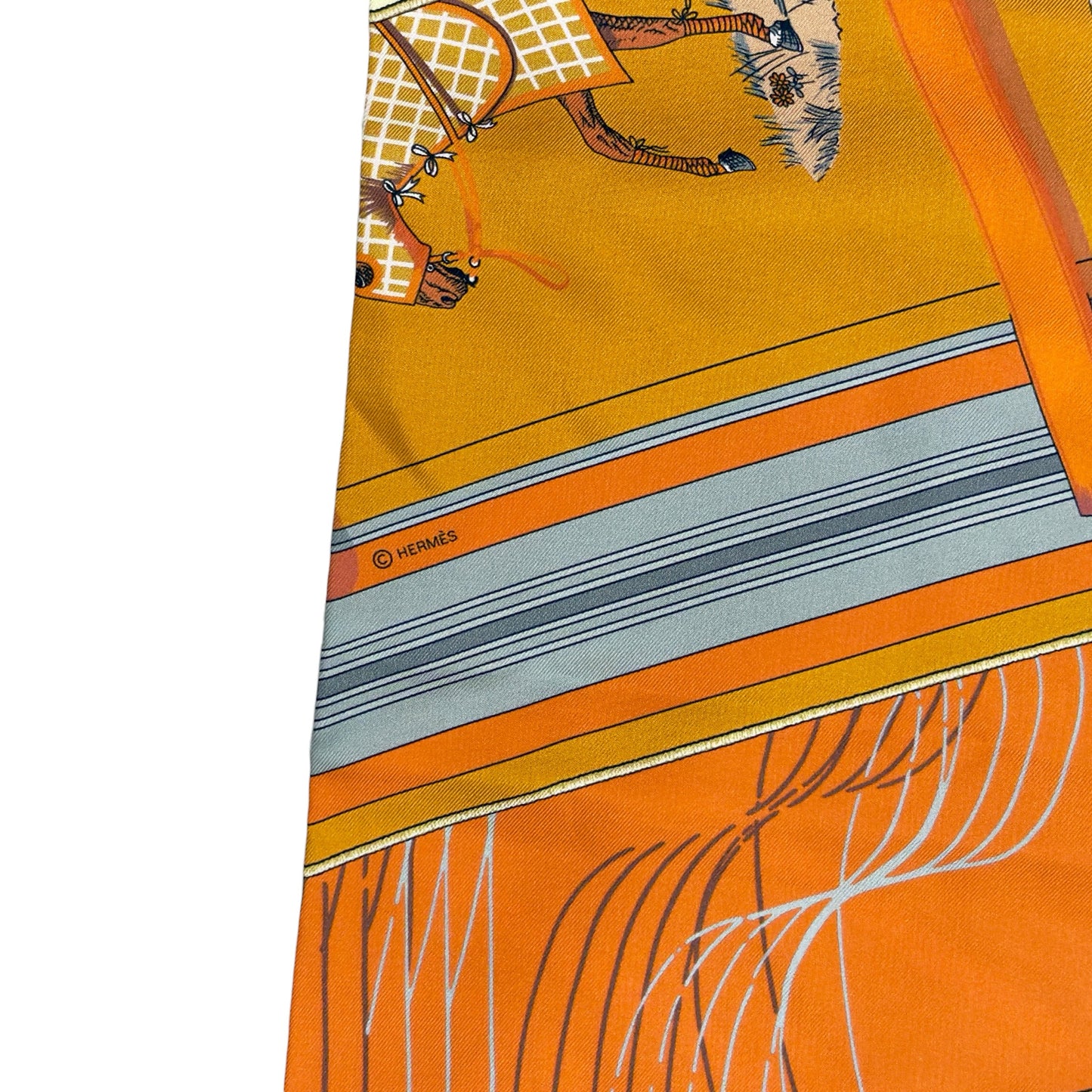 HERMES Carre en Carres Maxi Twilly 長絲巾