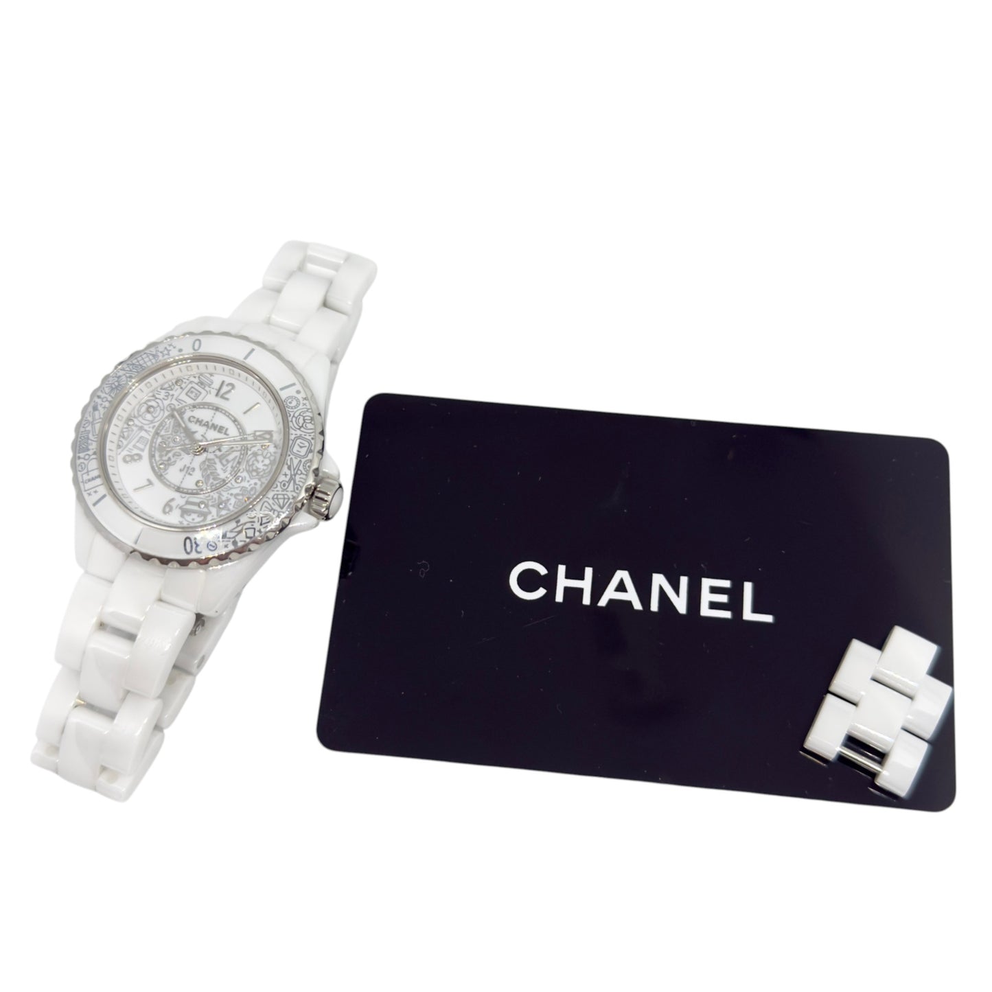 CHANEL *限量* J12 經典元素 塗鴉 鑽石點綴 石英手表