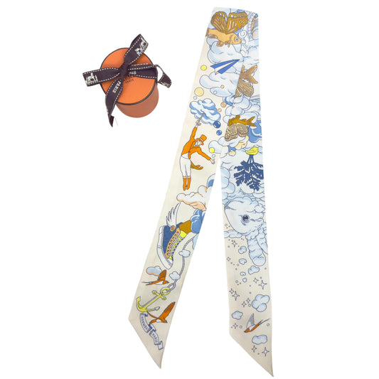 HERMES Sur Mon Nuage twilly 我的雲間萬象 幼絲巾