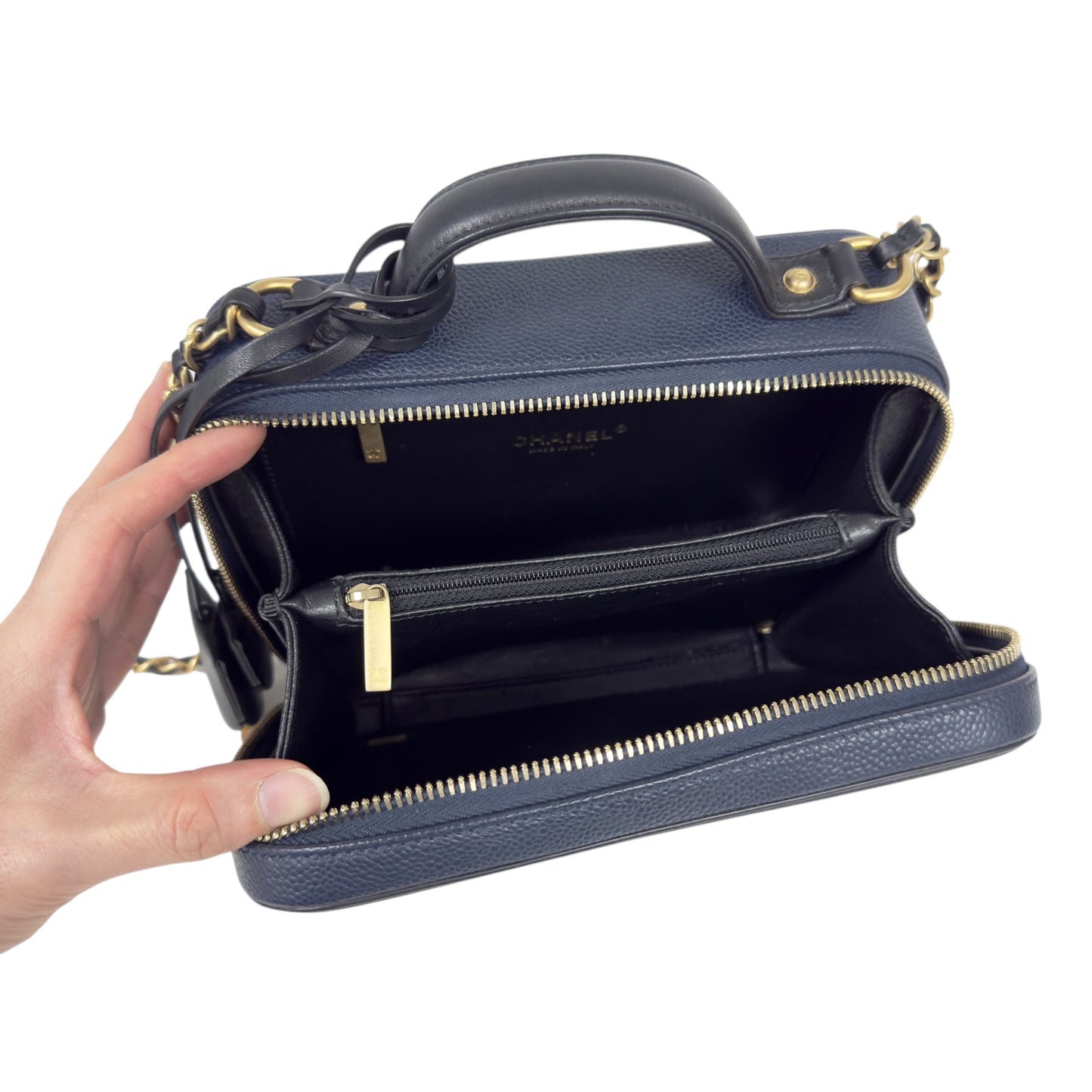 CHANEL Vanity 荔枝皮 化妝盒子 肩背包