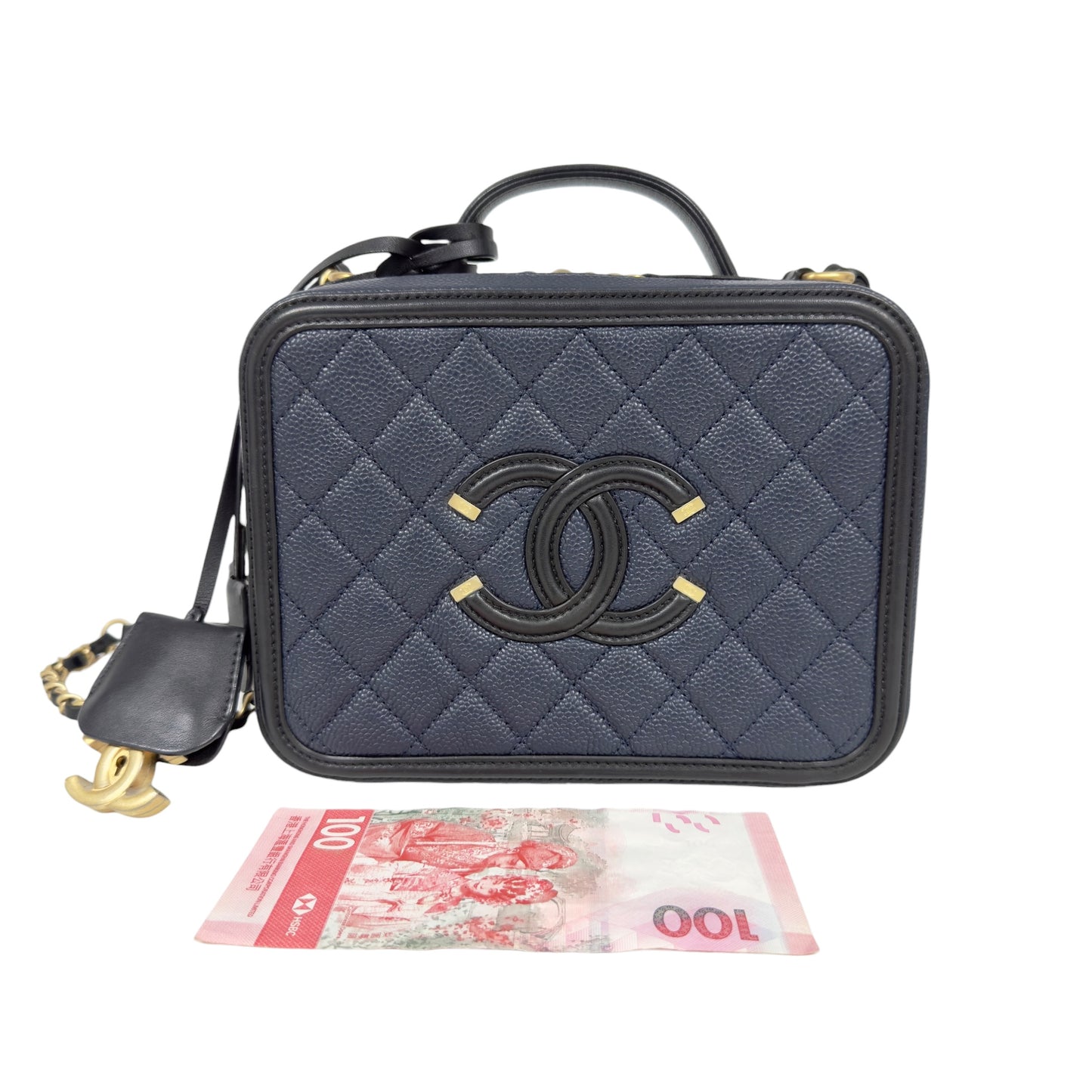 CHANEL Vanity 荔枝皮 化妝盒子 肩背包