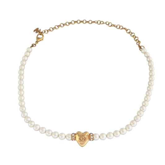 CHANEL CC 愛心💗 水鑽 項鏈