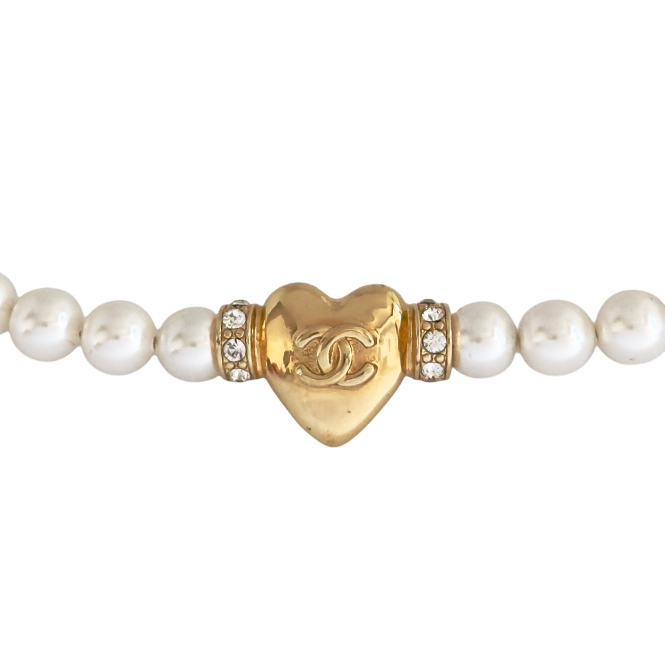 CHANEL CC 愛心💗 水鑽 項鏈