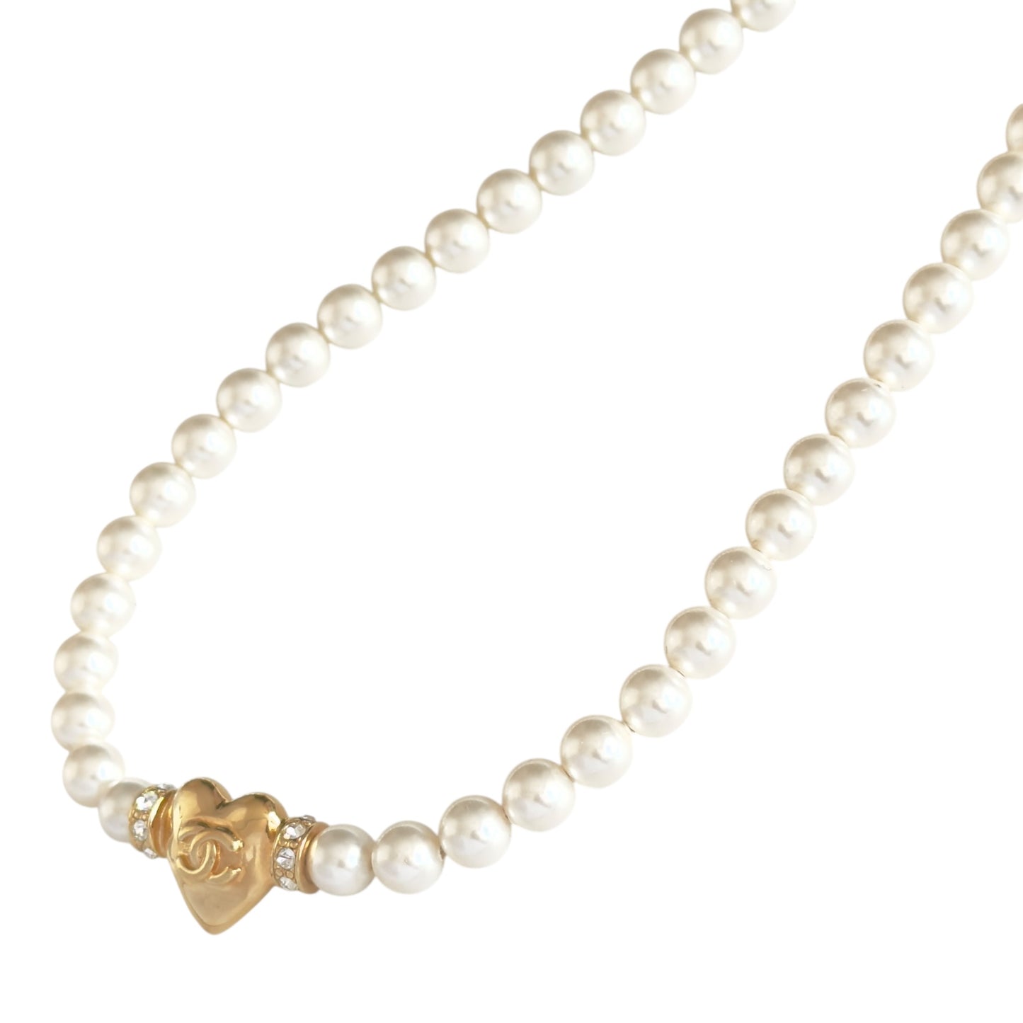 CHANEL CC 愛心💗 水鑽 項鏈