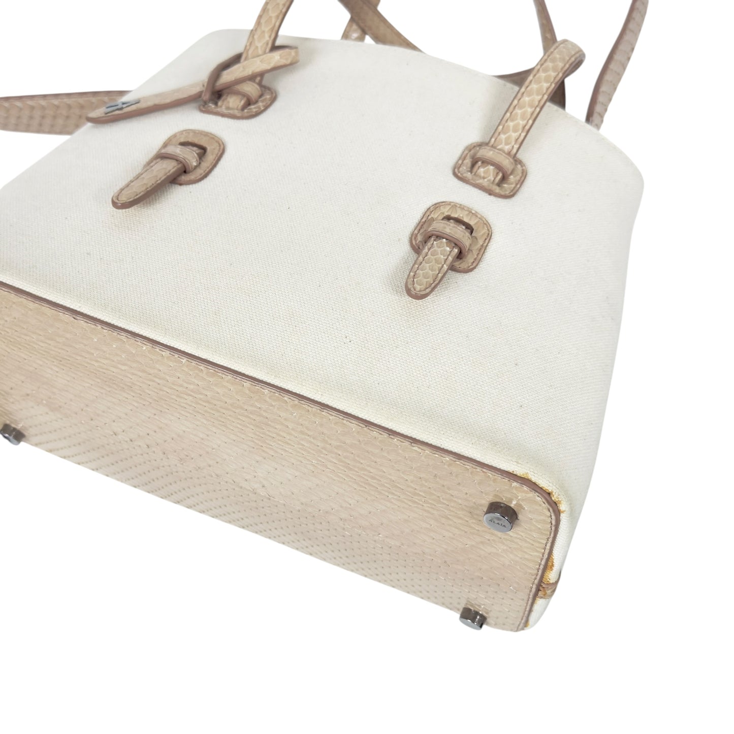 ALAIA 蛇皮拼帆布 2用袋