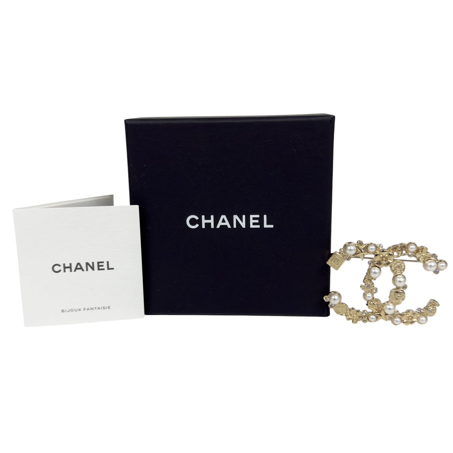 CHANEL CC 經典元素 水鑽 珠珠 胸針