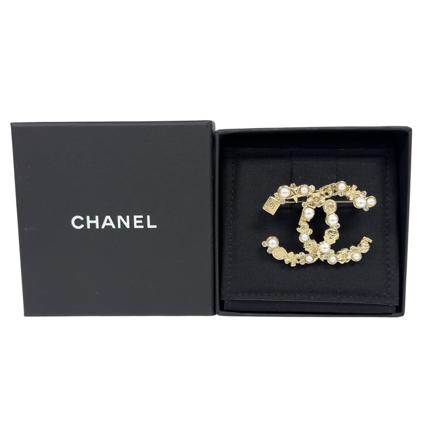 CHANEL CC 經典元素 水鑽 珠珠 胸針