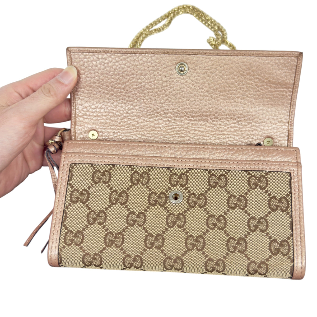 GUCCI *自加鏈＞送無品牌扣＋無品牌鏈帶* 長銀包 WOC