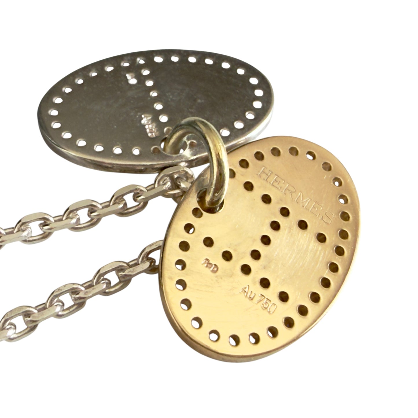 HERMES Eclipse Evelyne 18K金配925純銀 頸鏈