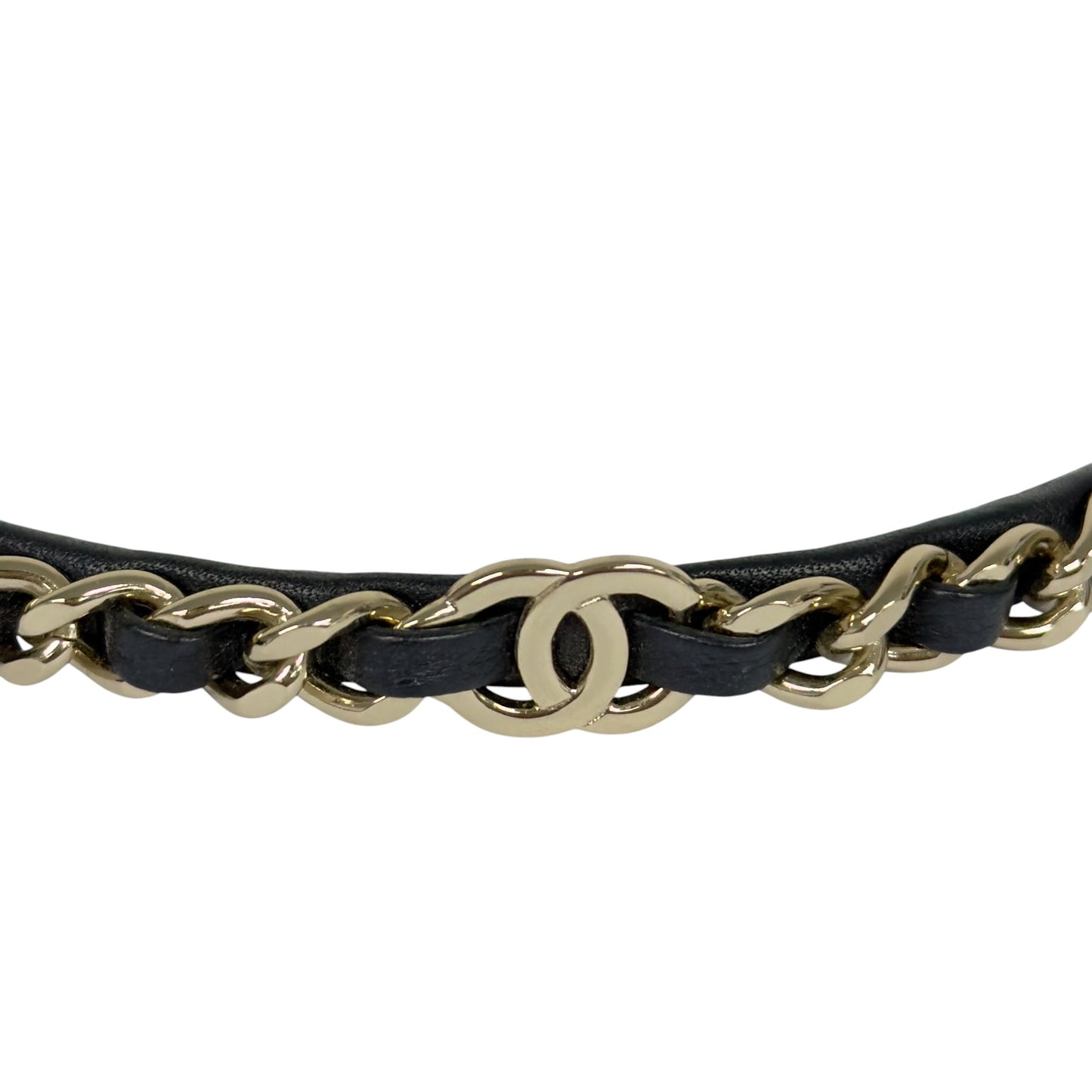 CHANEL CC 皮穿鏈 髮箍