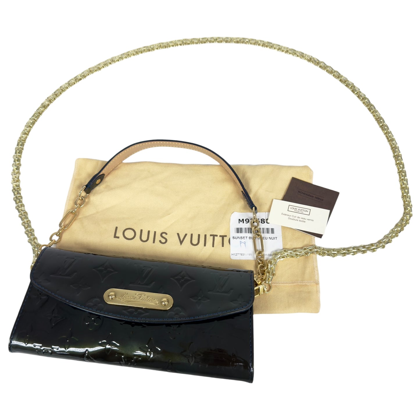 LOUIS VUITTON *自加鏈＞原裝短鏈 ＋ 無品牌鏈帶* Sunset Boulevard 漆皮 肩背包