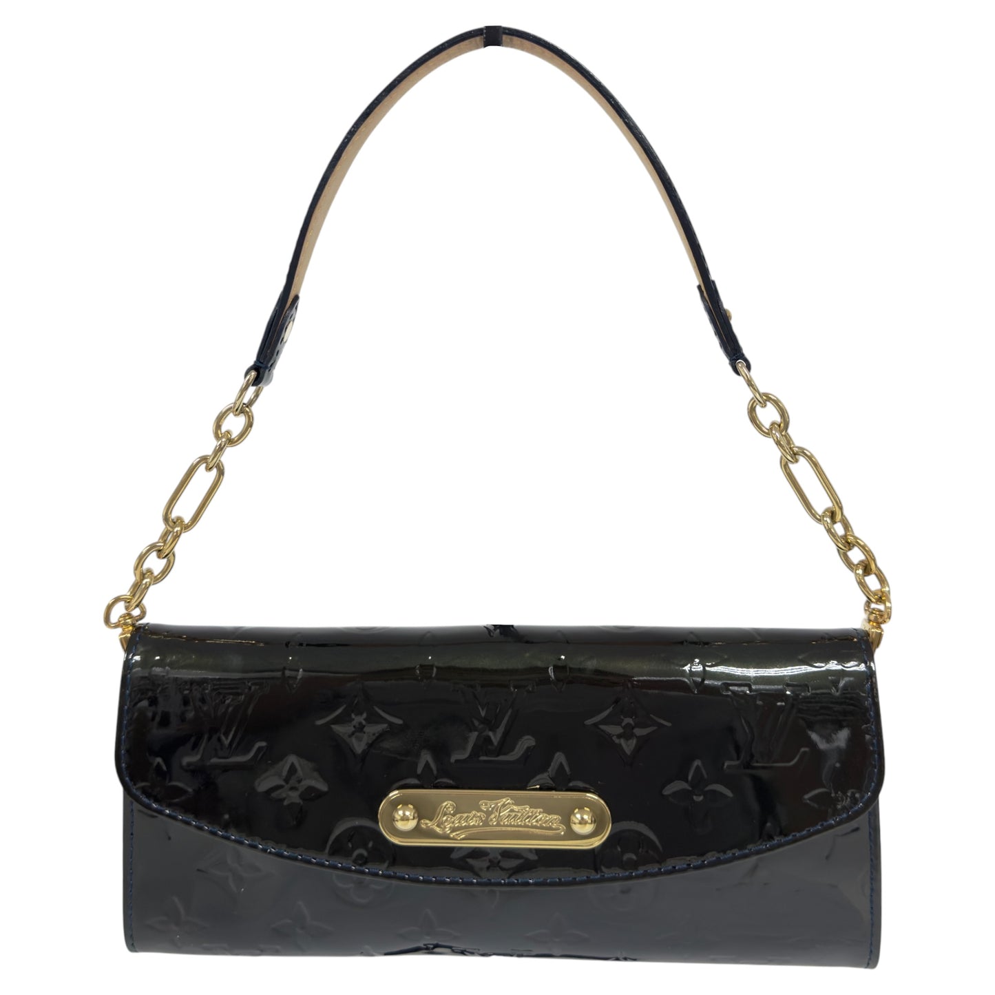 LOUIS VUITTON *自加鏈＞原裝短鏈 ＋ 無品牌鏈帶* Sunset Boulevard 漆皮 肩背包