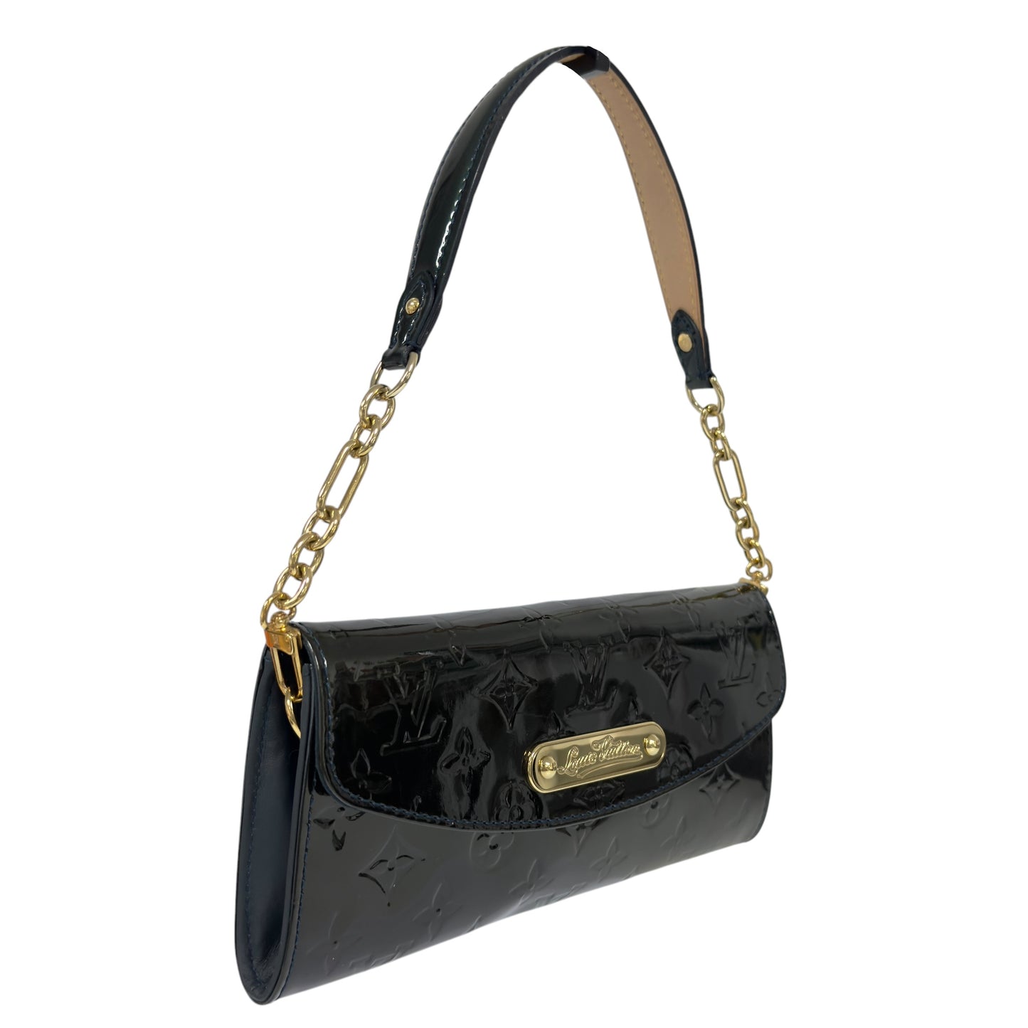 LOUIS VUITTON *自加鏈＞原裝短鏈 ＋ 無品牌鏈帶* Sunset Boulevard 漆皮 肩背包