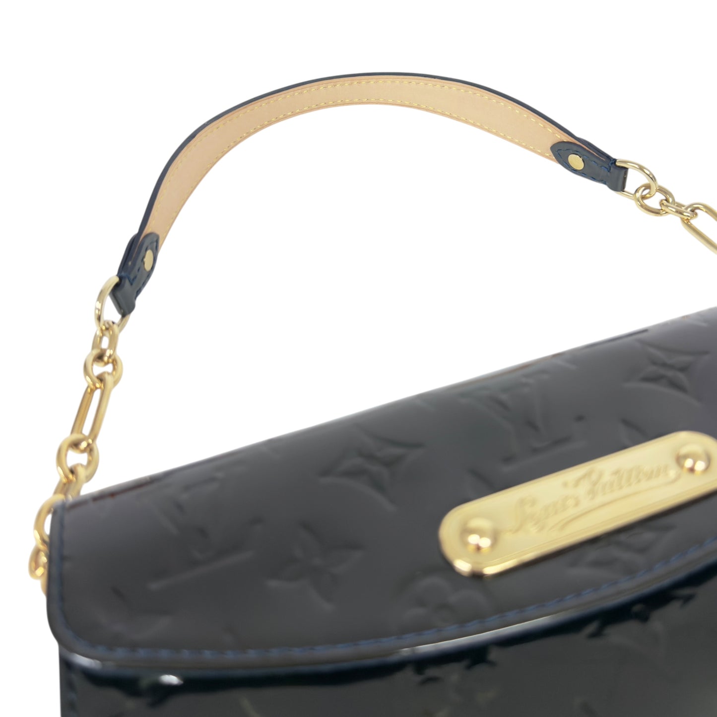 LOUIS VUITTON *自加鏈＞原裝短鏈 ＋ 無品牌鏈帶* Sunset Boulevard 漆皮 肩背包