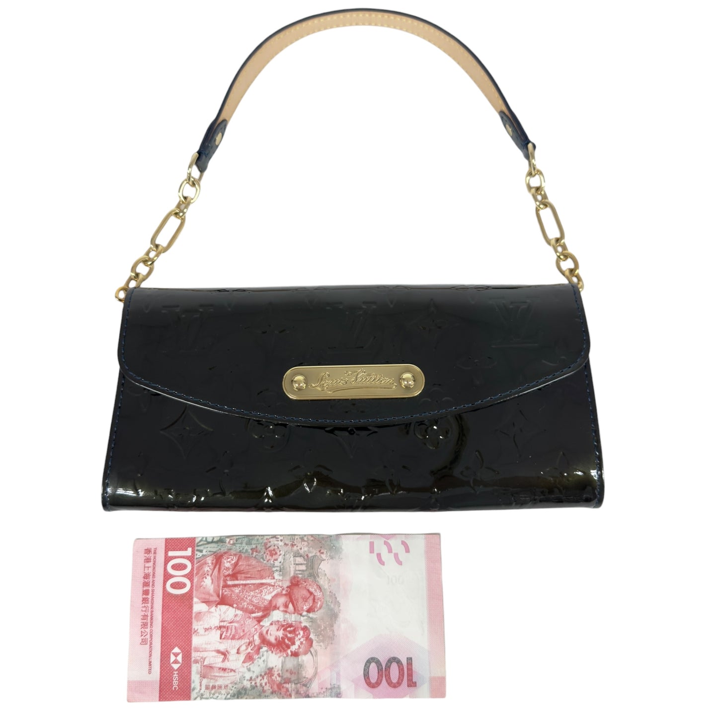 LOUIS VUITTON *自加鏈＞原裝短鏈 ＋ 無品牌鏈帶* Sunset Boulevard 漆皮 肩背包