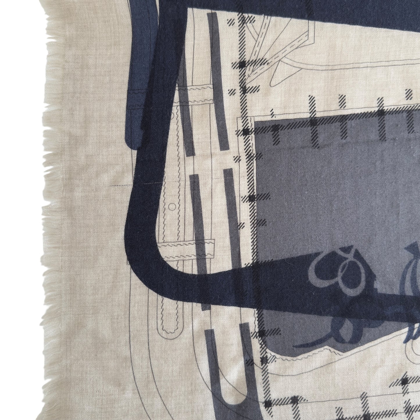 HERMES Imprimeur Fou Quadricube shawl 140 羊絨 圍巾