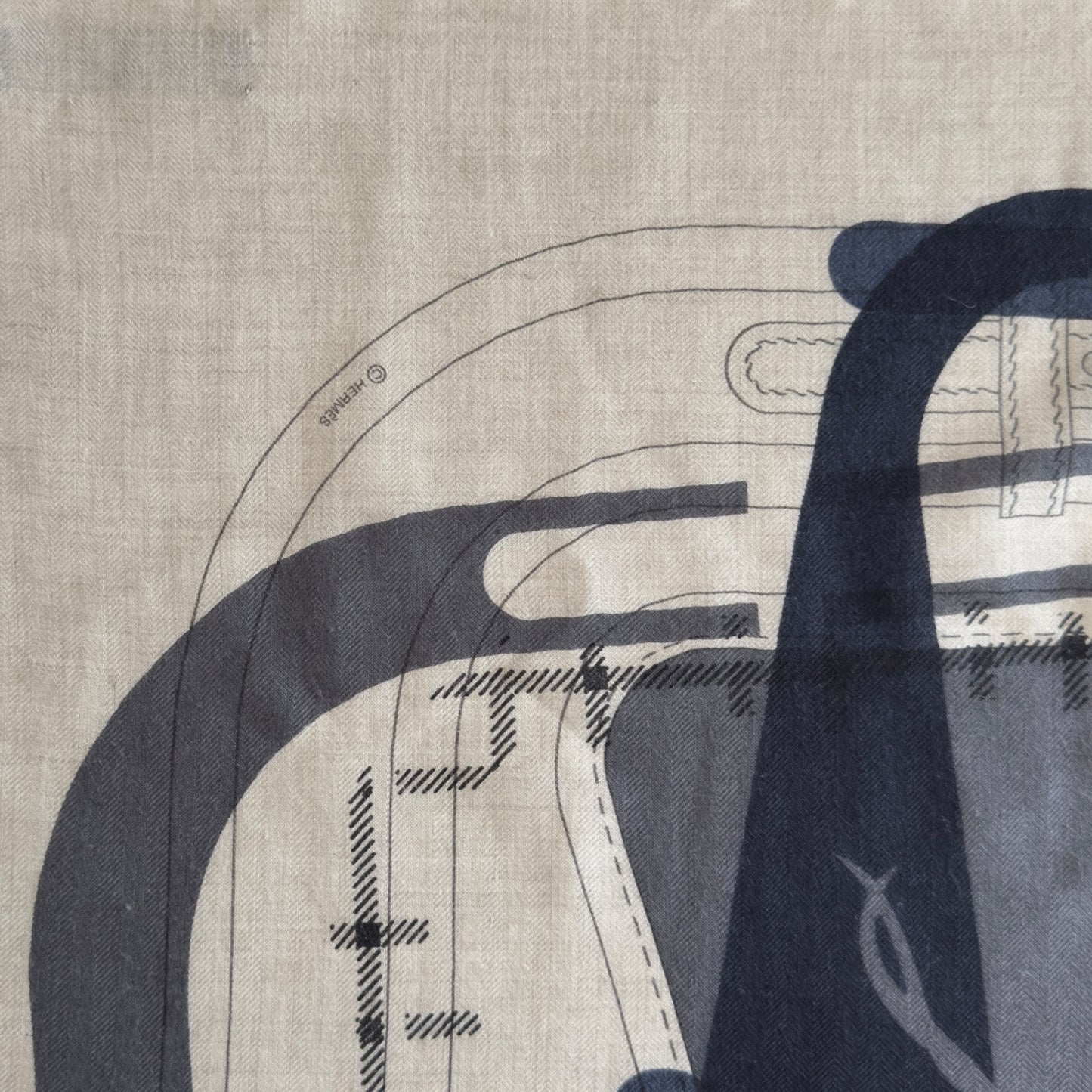 HERMES Imprimeur Fou Quadricube shawl 140 羊絨 圍巾