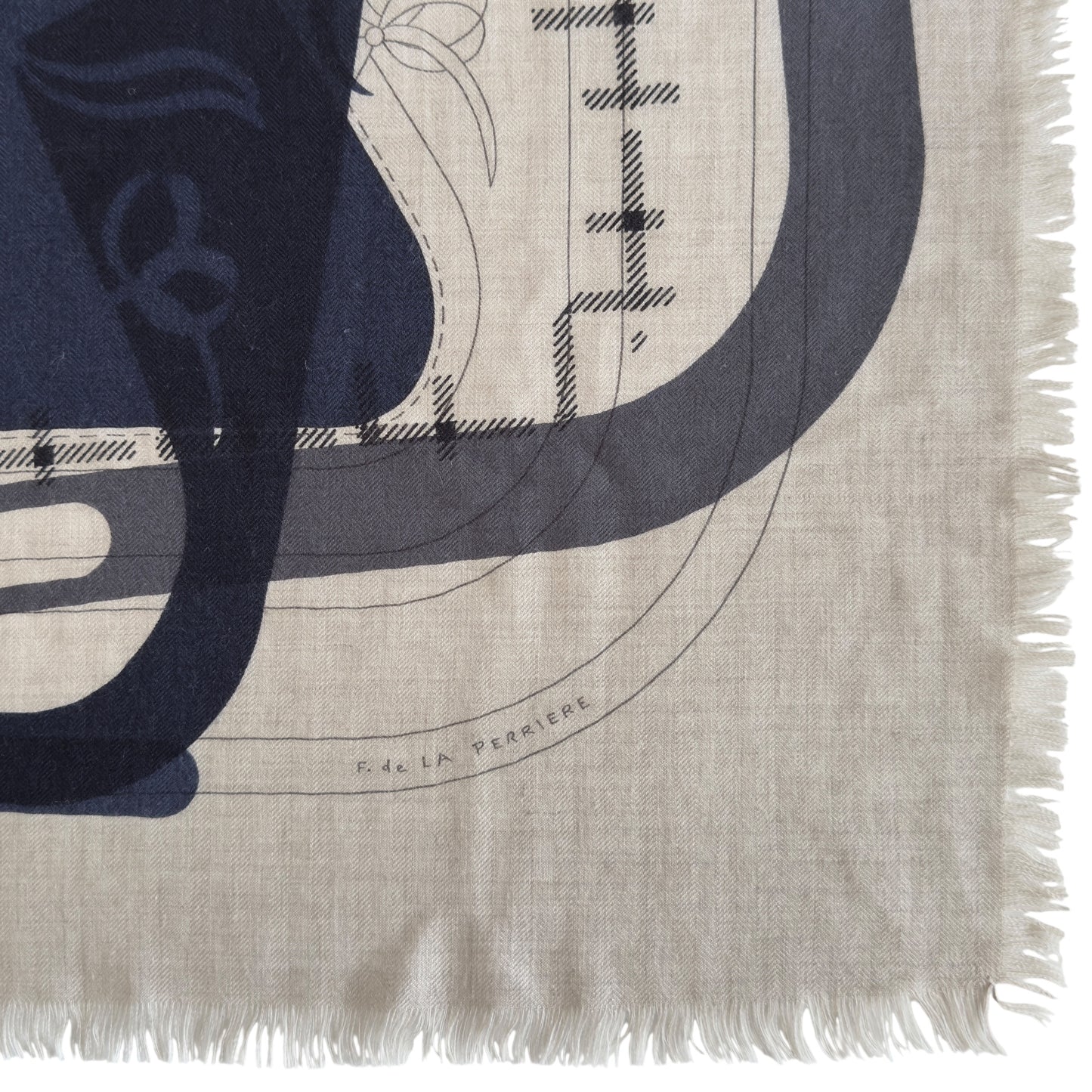 HERMES Imprimeur Fou Quadricube shawl 140 羊絨 圍巾