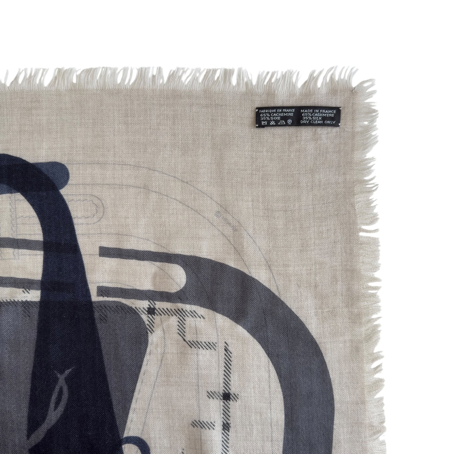 HERMES Imprimeur Fou Quadricube shawl 140 羊絨 圍巾