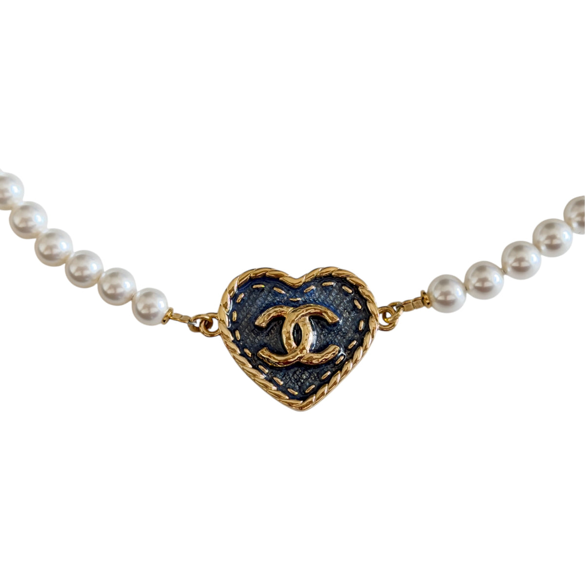 CHANEL *罕有* CC 牛仔愛心💗  珠珠 短頸鏈