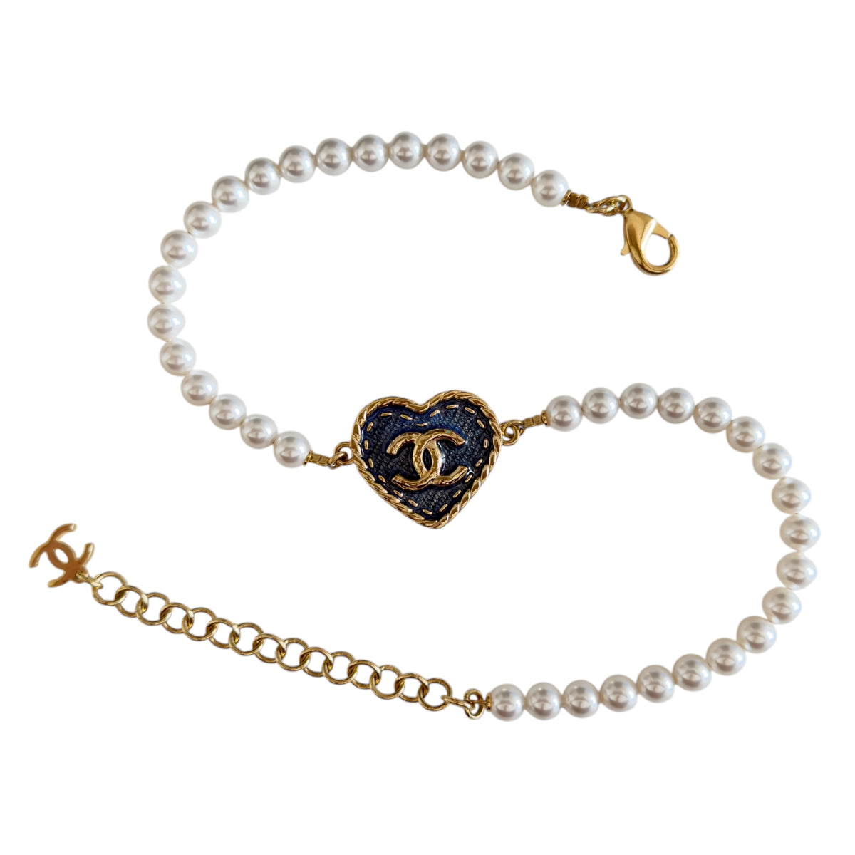 CHANEL *罕有* CC 牛仔愛心💗  珠珠 短頸鏈