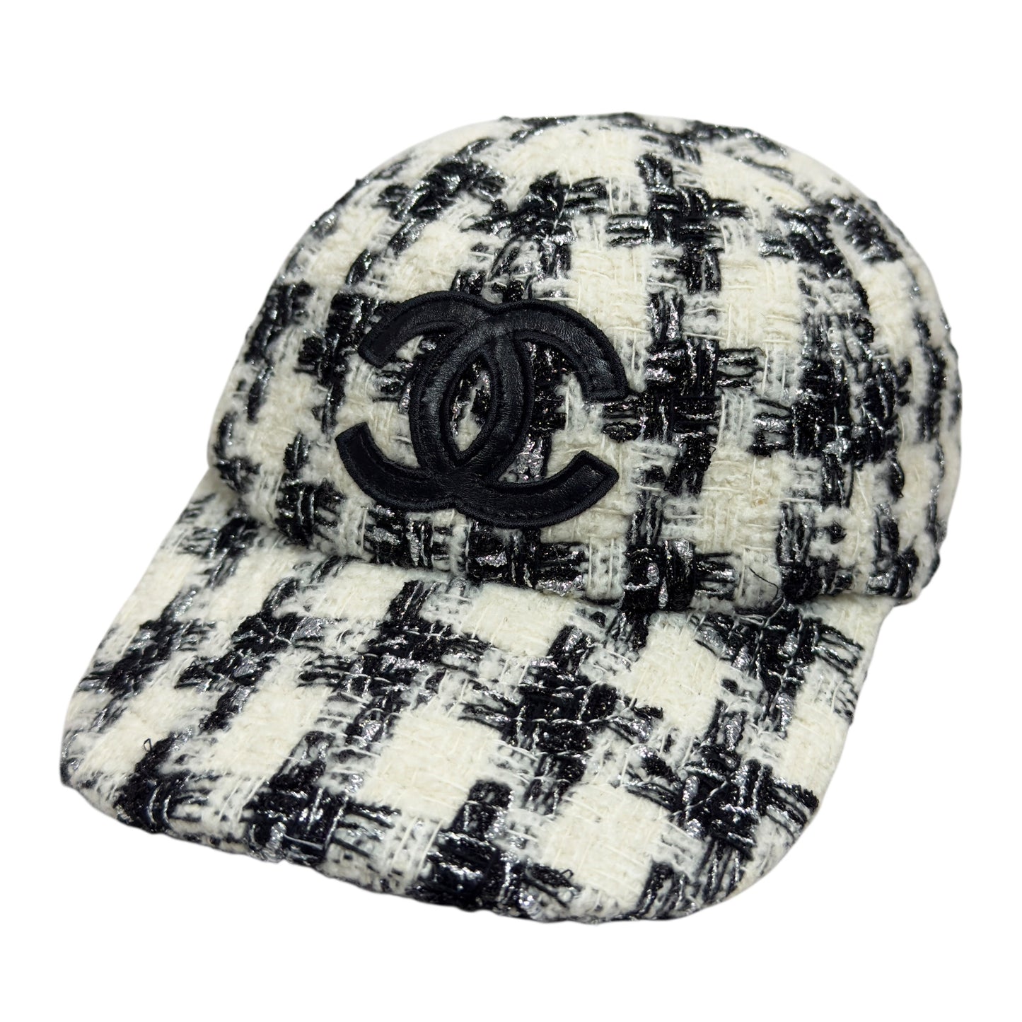 CHANEL CC 粗花呢 閃閃銀絲 棒球帽