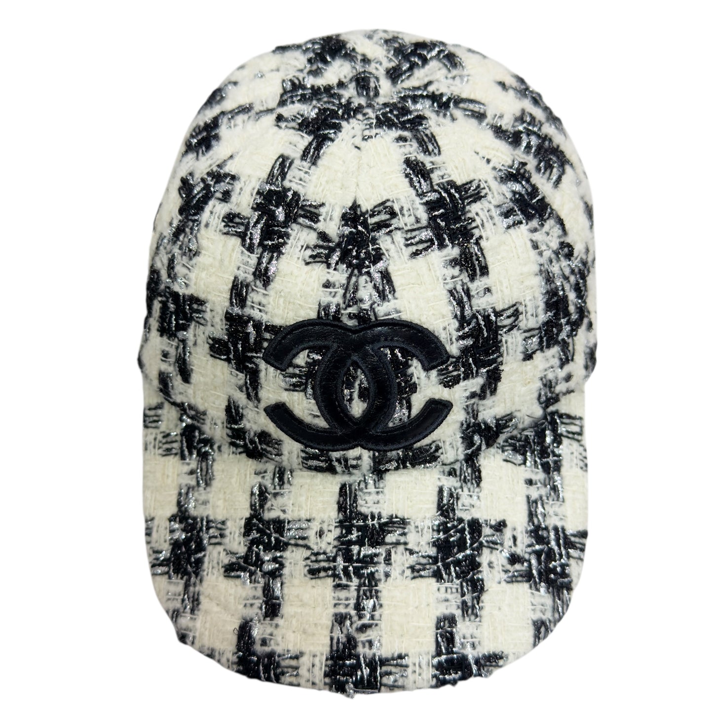 CHANEL CC 粗花呢 閃閃銀絲 棒球帽