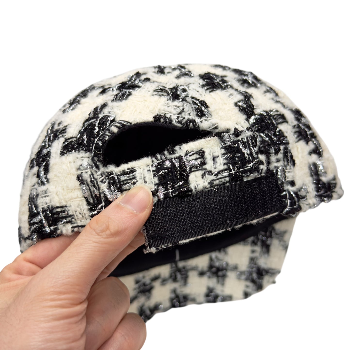 CHANEL CC 粗花呢 閃閃銀絲 棒球帽