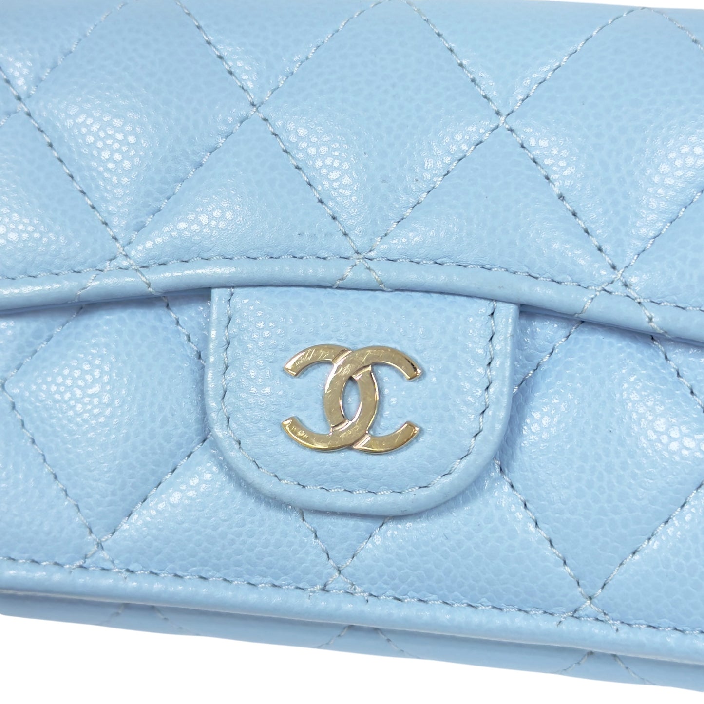 CHANEL CC 荔枝皮 多摺 迷你銀包