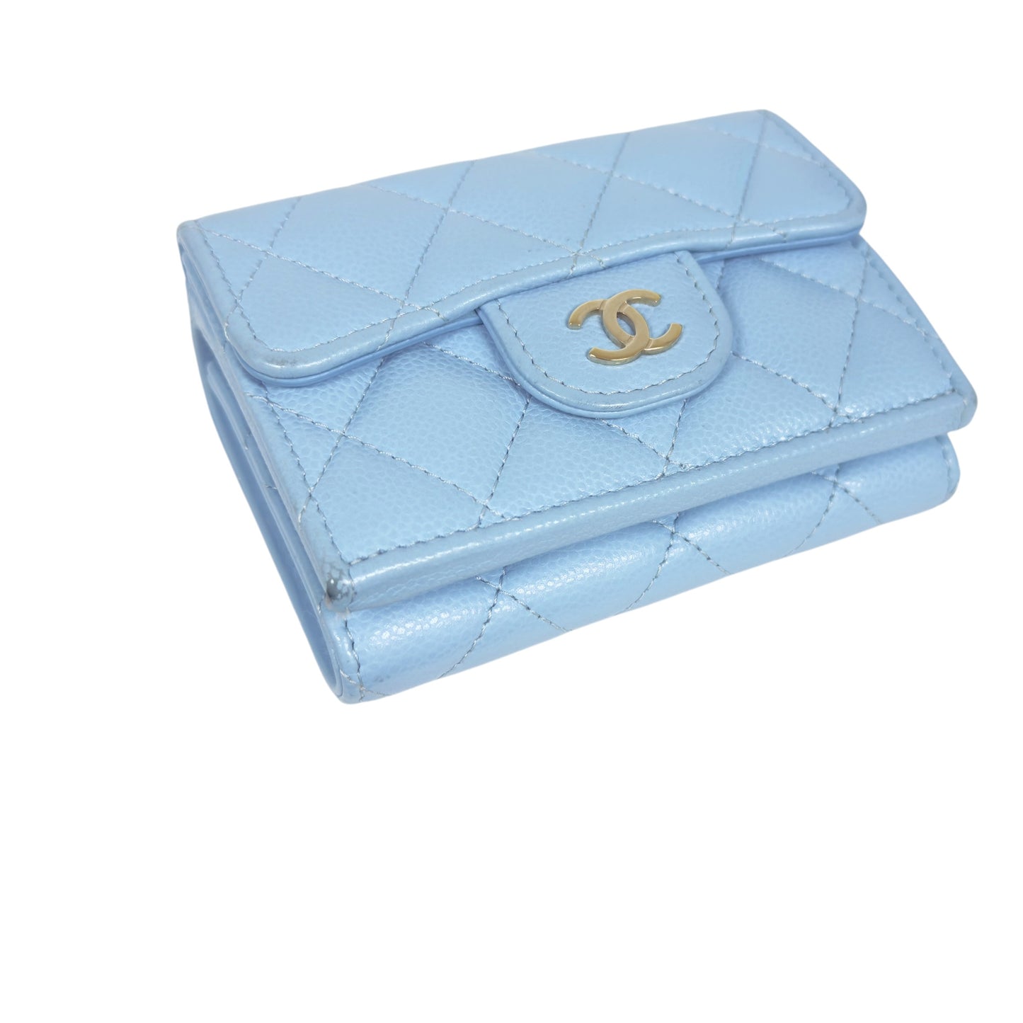 CHANEL CC 荔枝皮 多摺 迷你銀包