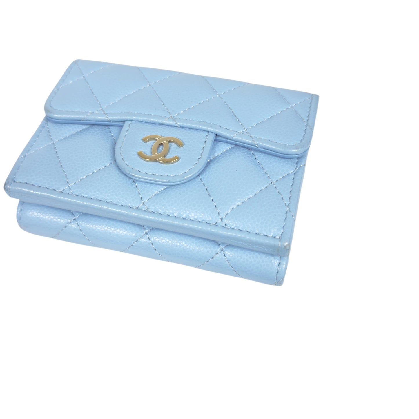 CHANEL CC 荔枝皮 多摺 迷你銀包