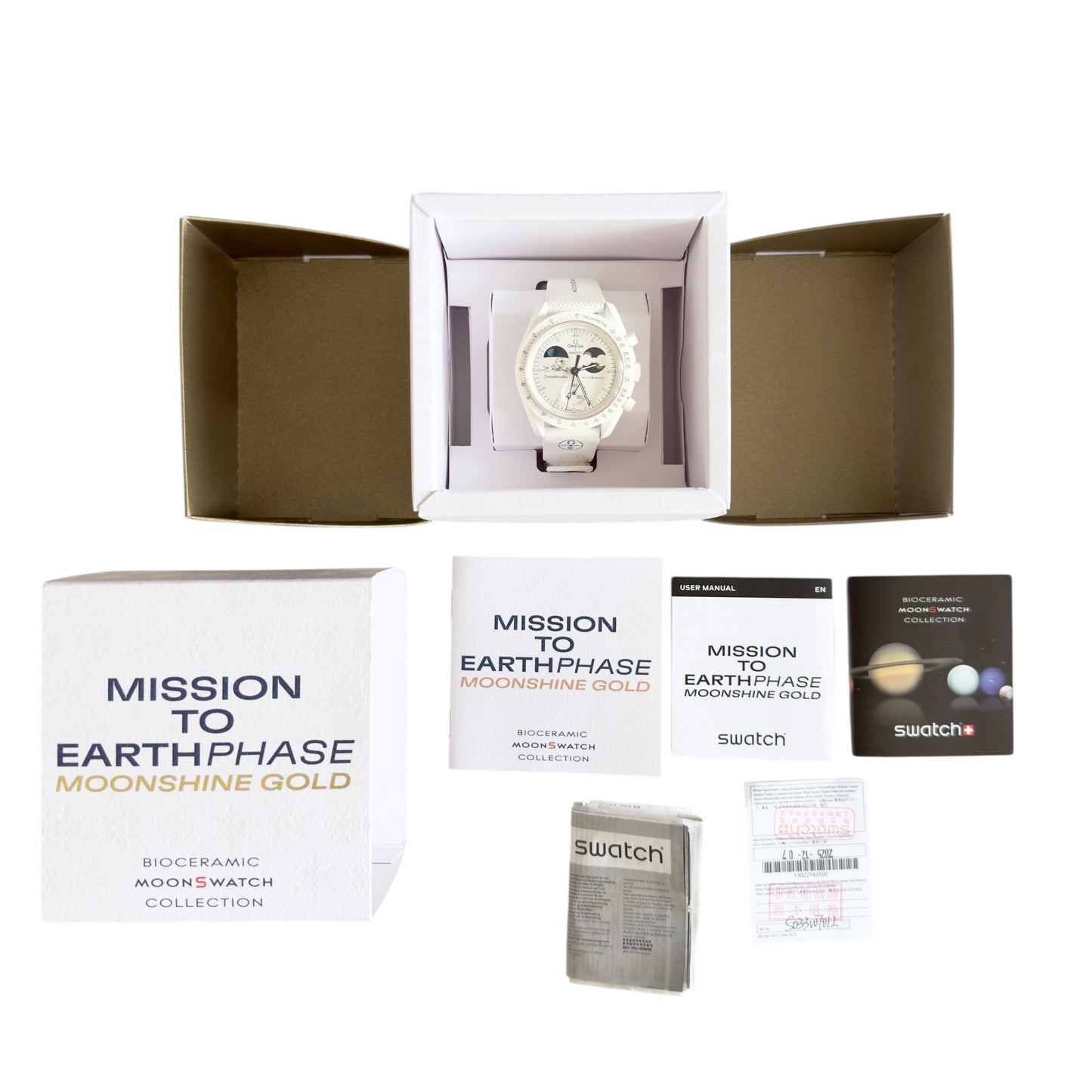 SWATCH X OMAGE Mission to earthphase - Moonshine gold 史努比 雪花版 手錶