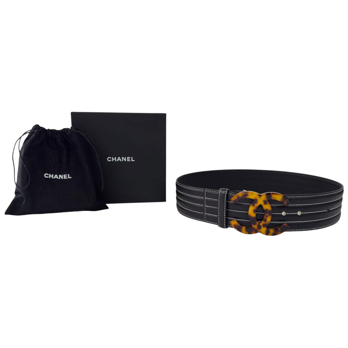 CHANEL CC 復刻玳瑁扣 腰帶 60mm