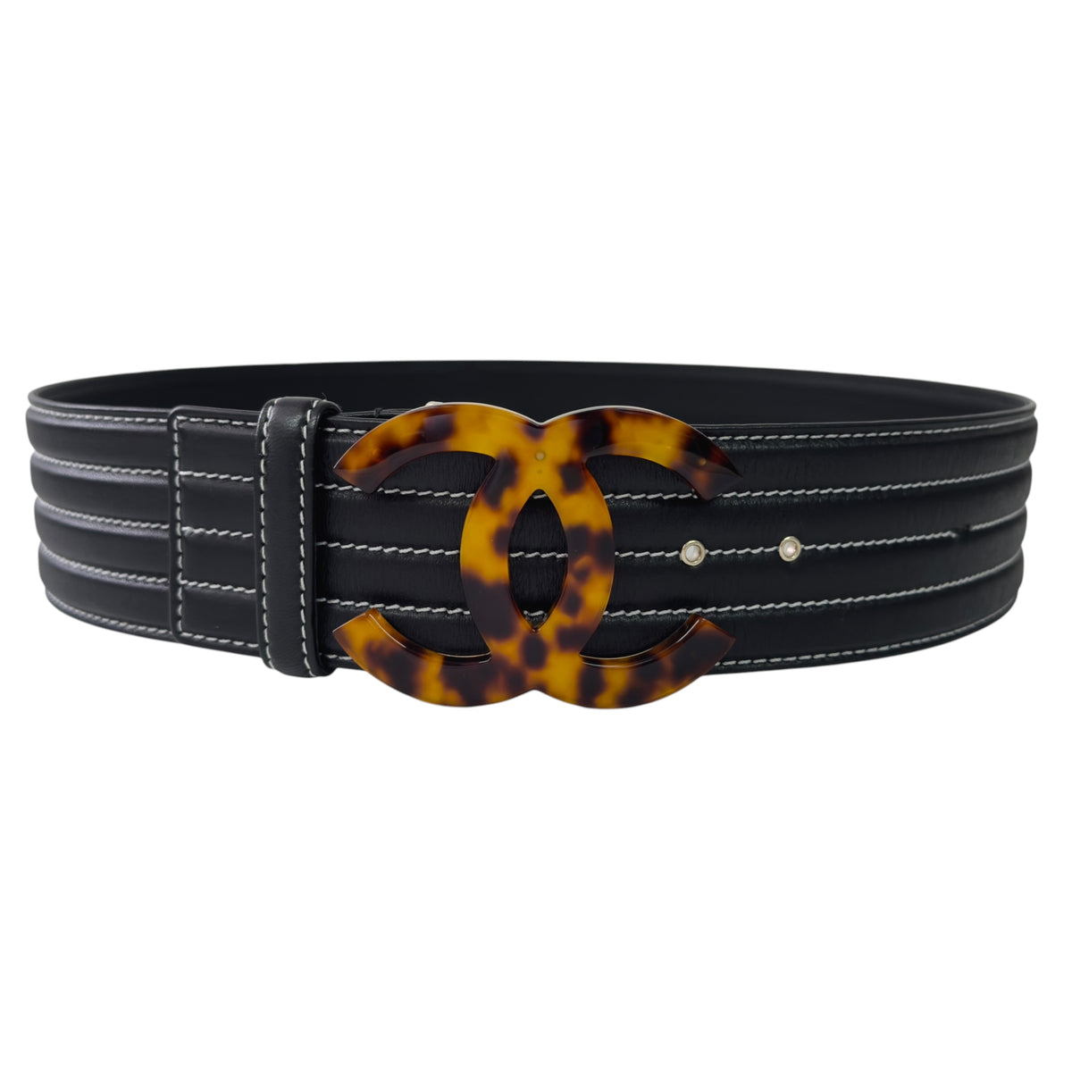CHANEL CC 復刻玳瑁扣 腰帶 60mm