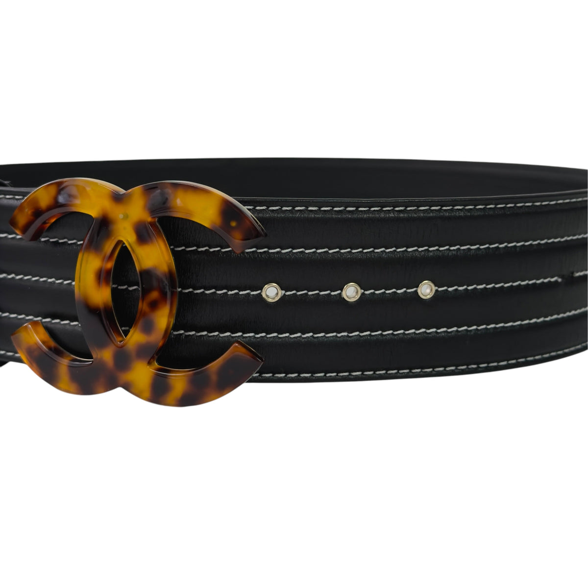 CHANEL CC 復刻玳瑁扣 腰帶 60mm