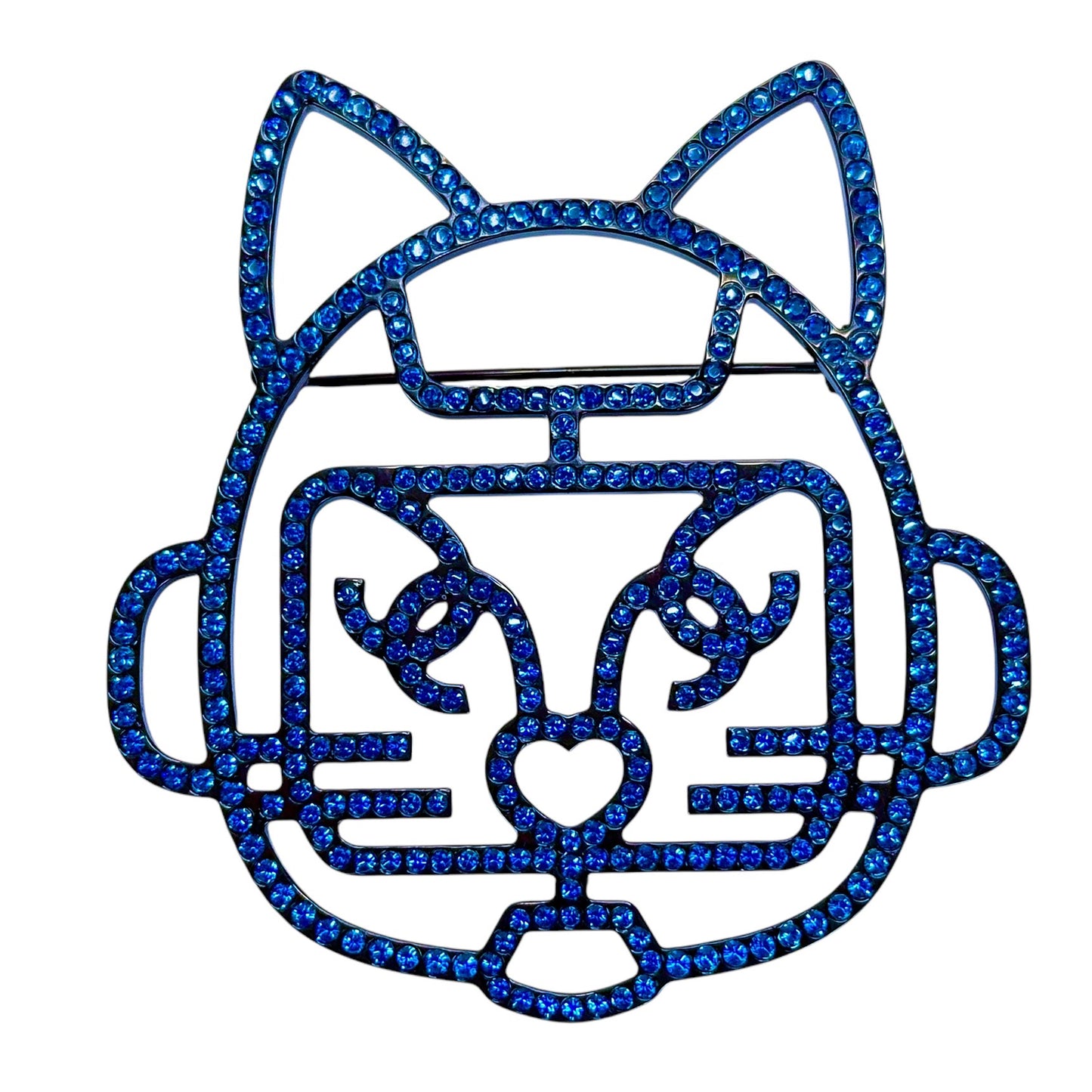 CHANEL CC 機械貓咪🐱 水鑽 胸針