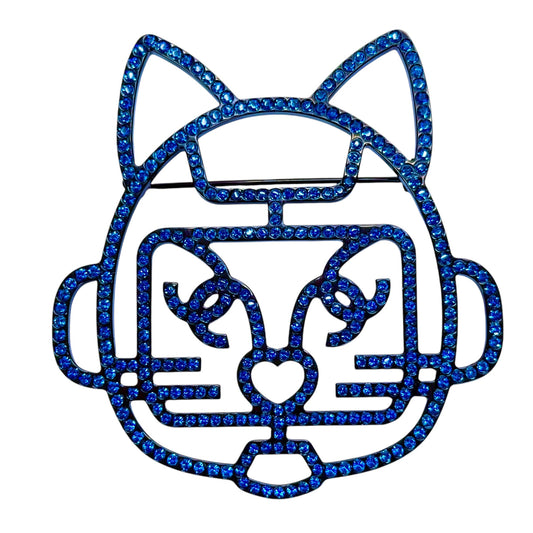 CHANEL CC 機械貓咪🐱 水鑽 胸針