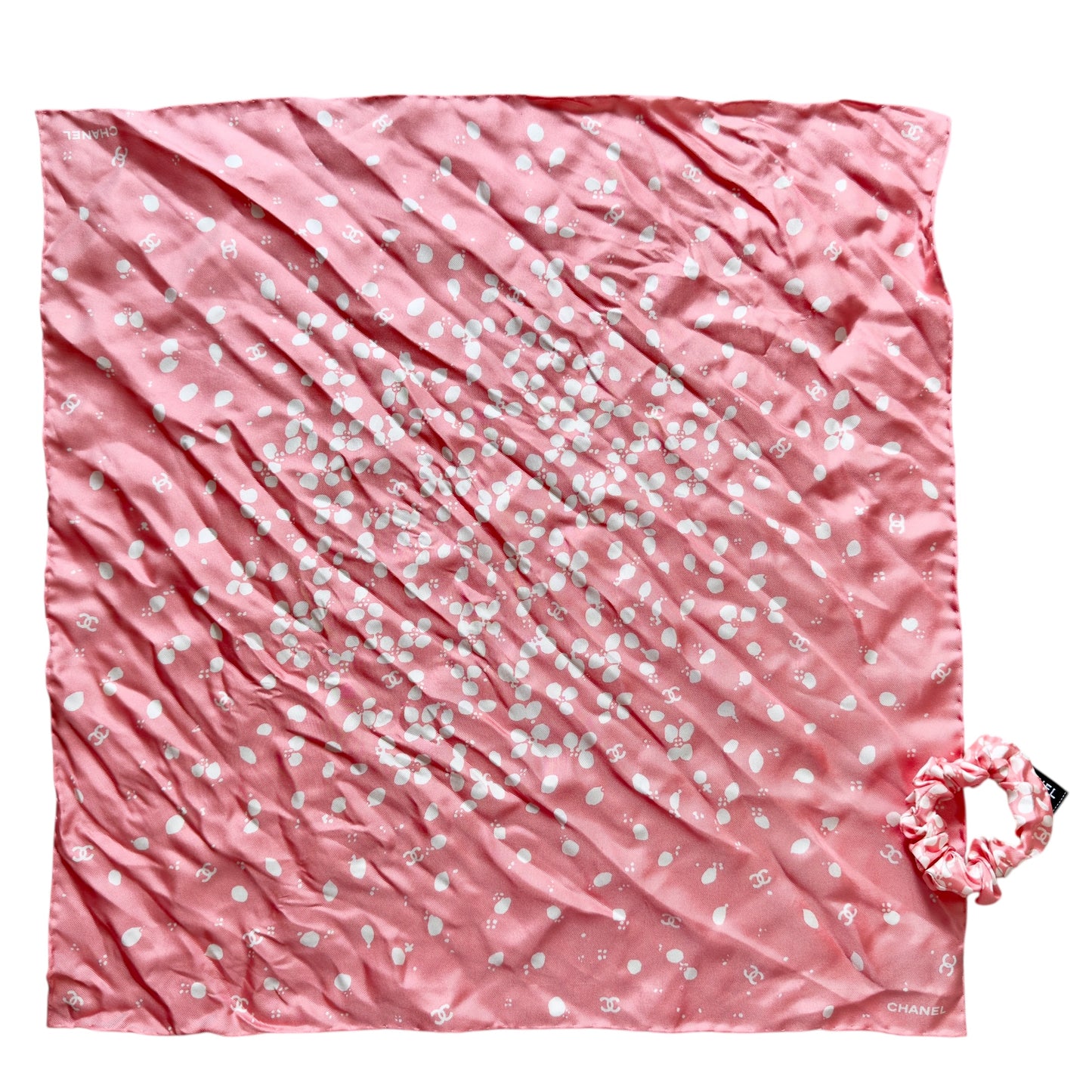 CHANEL CC 絲質髮圈 連 絲巾