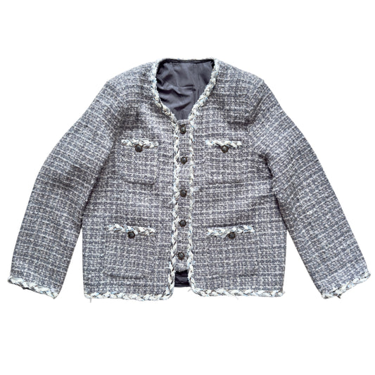 粗花呢 閃閃銀絲 小香風 四袋外套