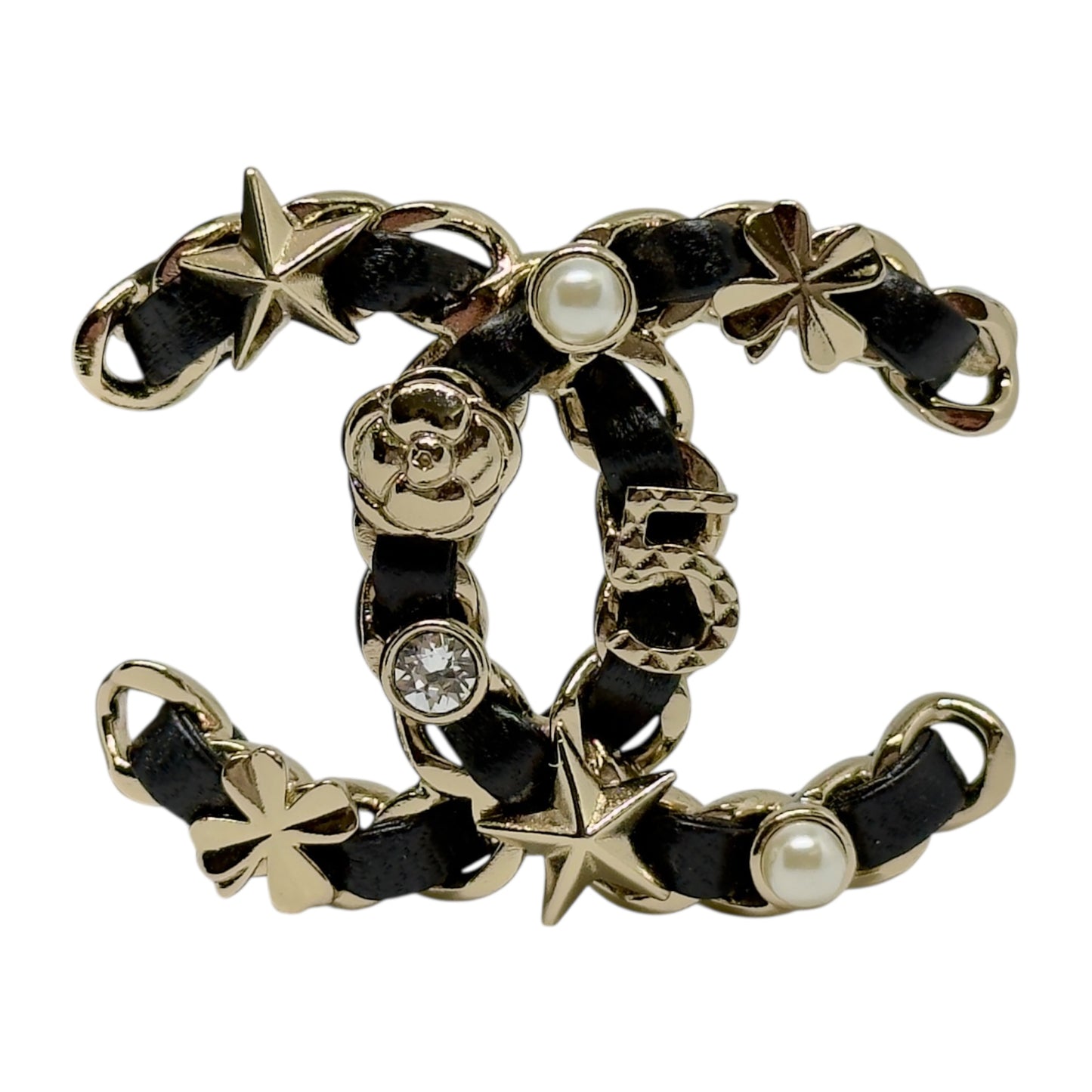 CHANEL CC 皮穿鏈 胸針