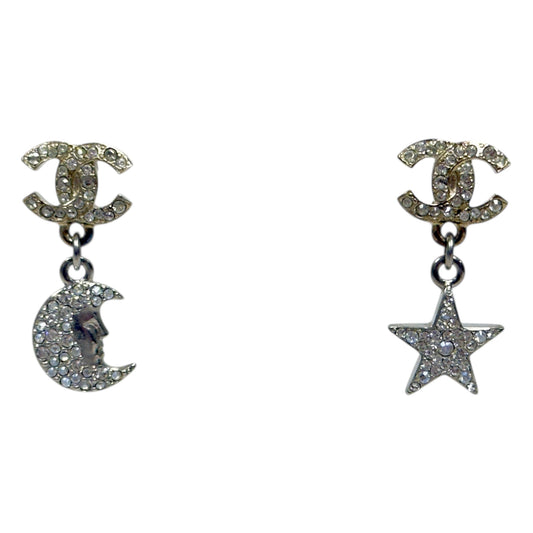 CHANEL CC 星辰月亮 水鑽 耳環