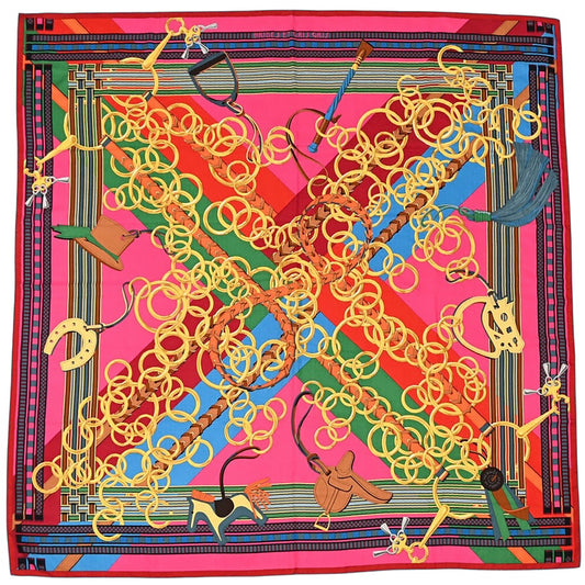 HERMES Brides et Gris-Gris shawl 140 羊絨 圍巾