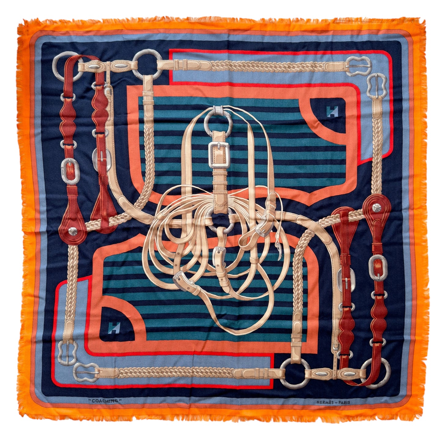 HERMES Coaching 90 羊絨 圍巾